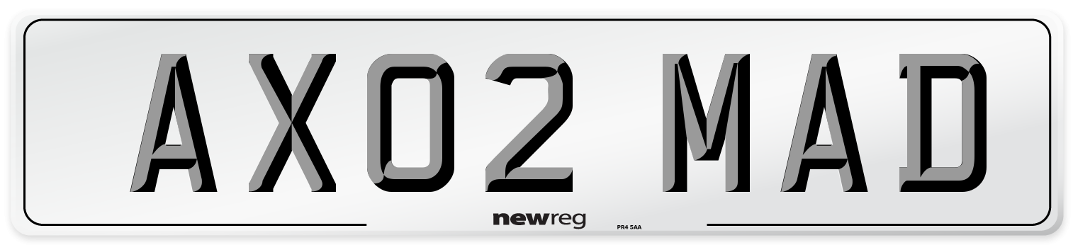 AX02 MAD Number Plate from New Reg